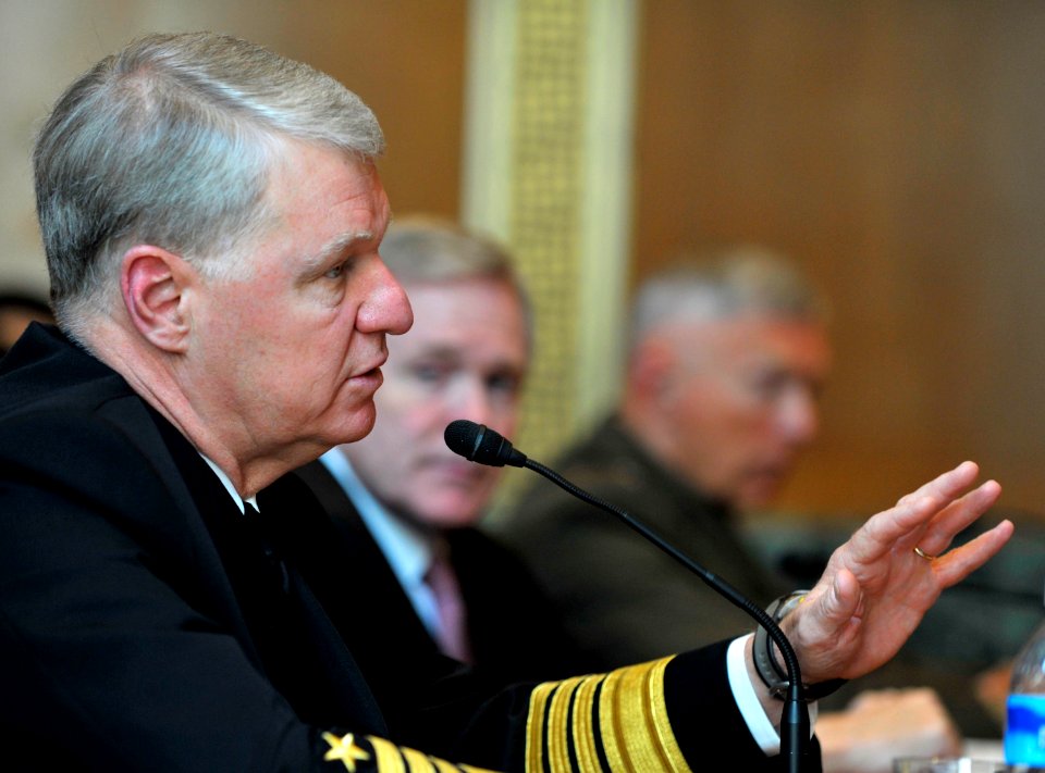 US Navy 090602-N-8273J-055 Chief of Naval Operations (CNO) Adm. Gary Roughead appears before the Senate Appropriations Committee for Defense