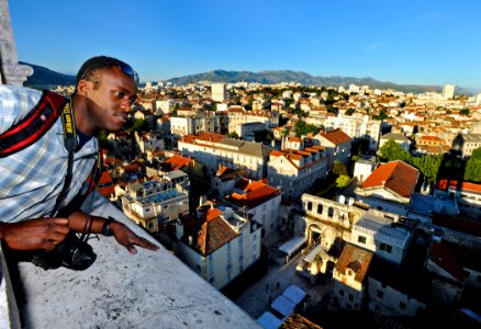 US Navy 090530-N-5345W-319 Mass Communication Specialist Seaman Ash Severe looks out over the city of Split, Croatia, from atop the St. Domnius bell tower