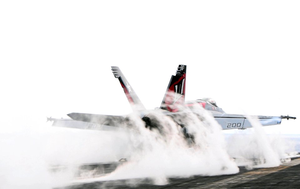 US Navy 090530-N-3946H-076 An F-A-18E Super Hornet launches off the aircraft carrier USS Nimitz (CVN 68)
