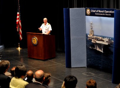 US Navy 090528-N-8273J-012 Chief of Naval Operations (CNO) Adm. Gary Roughead delivers remarks during the Fiscal Year 2008 Chief of Naval Operations Environmental Awards ceremony at the Navy Memorial in Washington D.C