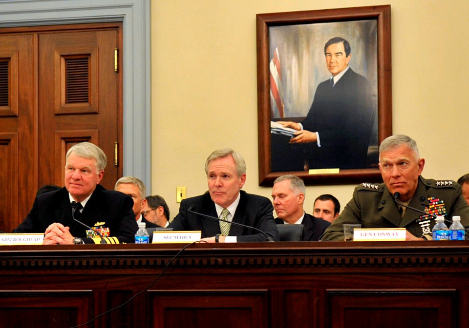 US Navy 090603-N-8273J-067 Department of the Navy senior leadership discuss Navy issues with members of the House Appropriations Committee Subcommittee on Defense