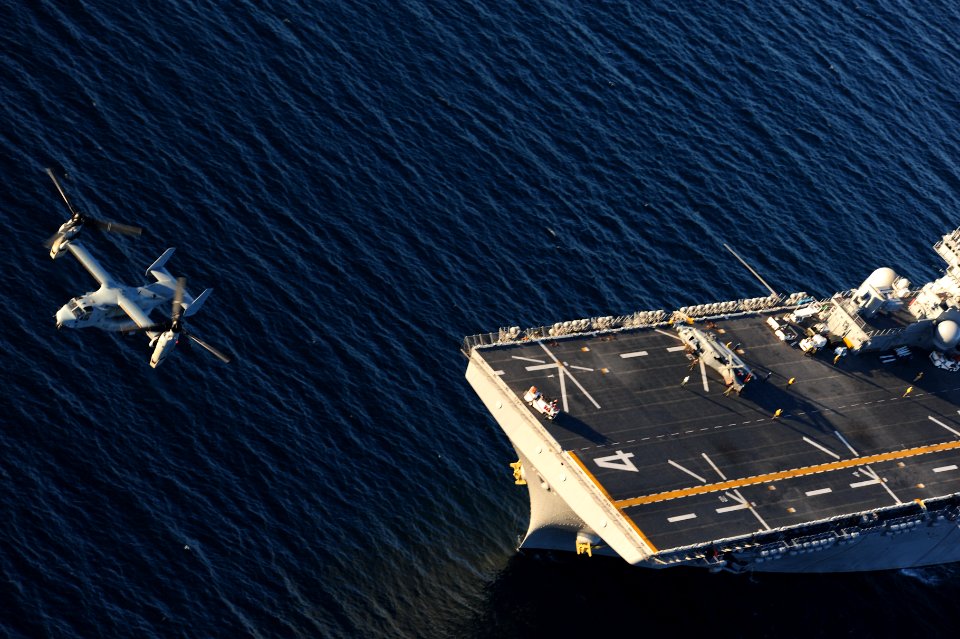 USS Boxer conducts flight operations. (8475449835)
