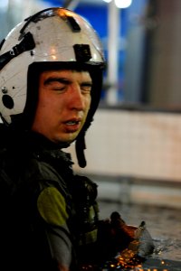 US Navy 090604-N-0413R-028 A student emerges from the Shallow Water Initial Motor Memory Egress Release (SWIMMER) exercise at the Aviation Survival Training Center in Jacksonville, Fla