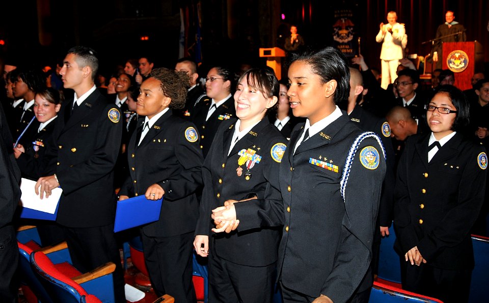 US Navy 090610-N-8848T-551 Navy Junior ROTC cadets from Hyman G. Rickover Naval Academy are acknowledged by their family and loved ones at Copernicus Foundation Theater