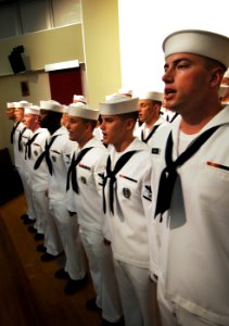 US Navy 090605-N-0807W-292 Newly selected 3rd Class Petty Officers sing