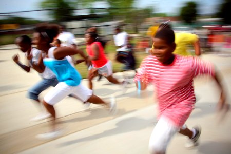 US Navy 090611-N-3271W-012 Local area children test their fitness skills during a Junior Seal Fitness