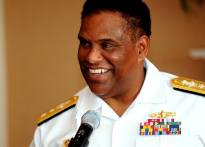US Navy 090612-N-1522S-112 Rear Adm. Victor G. Guillory, incoming commander of U.S. Naval Forces Southern Command, U.S. 4th Fleet, speaks during the Naval Forces Southern Command, 4th Fleet change of command ceremony photo