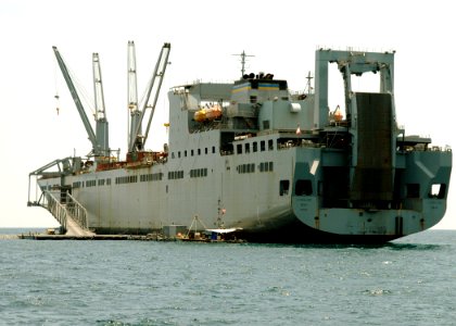 US Navy 090615-N-6676S-102 The Military Sealift Command large, medium-speed roll-on-roll-off ship USNS Seay (T-AKR 302) conducts operations supporting Joint Logistics Over-The-Shore (JLOTS) exercises