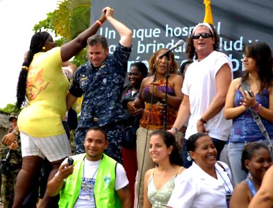US Navy 090616-F-7923S-276 Carlos Vives, a Colombian music artist and humanitarian, performs during the Continuing Promise 2009 closing ceremonies for Colombia photo