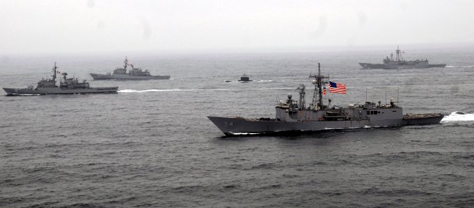US Navy 090617-N-4879G-538 U.S. Navy and Peruvian Navy ships and submarines are underway together during a group sail off the coast of Peru