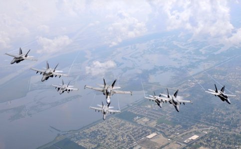 US Navy 090711-N-9712C-003 Eight FA-18s in formation
