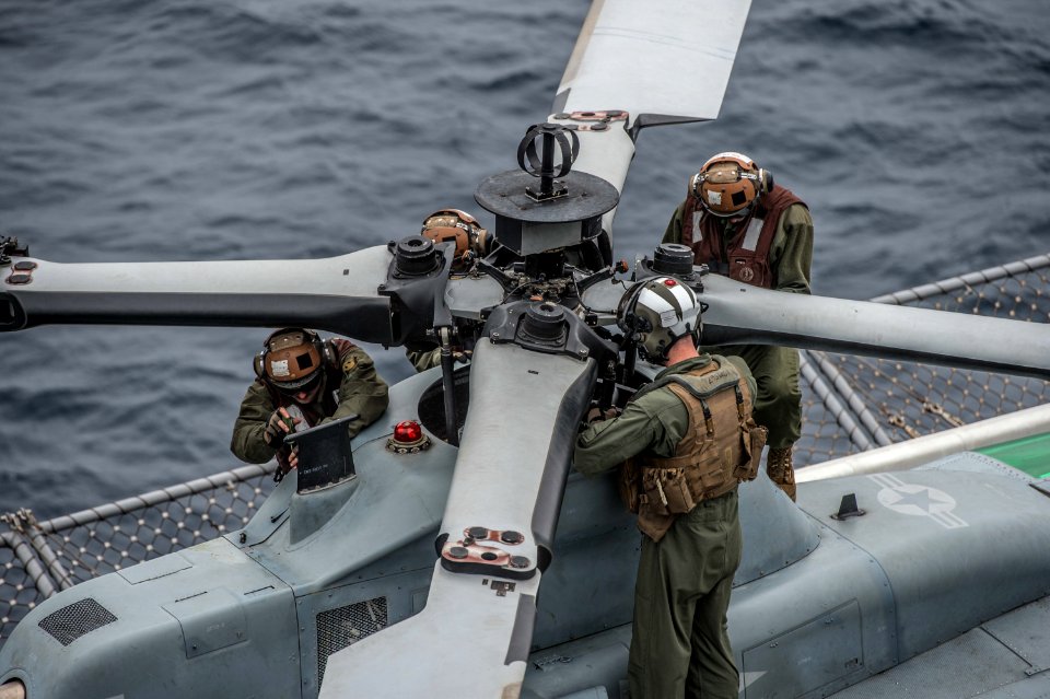 USS Bonhomme Richard, Marines and Sailors on the flight deck 150312-N-UF697-011