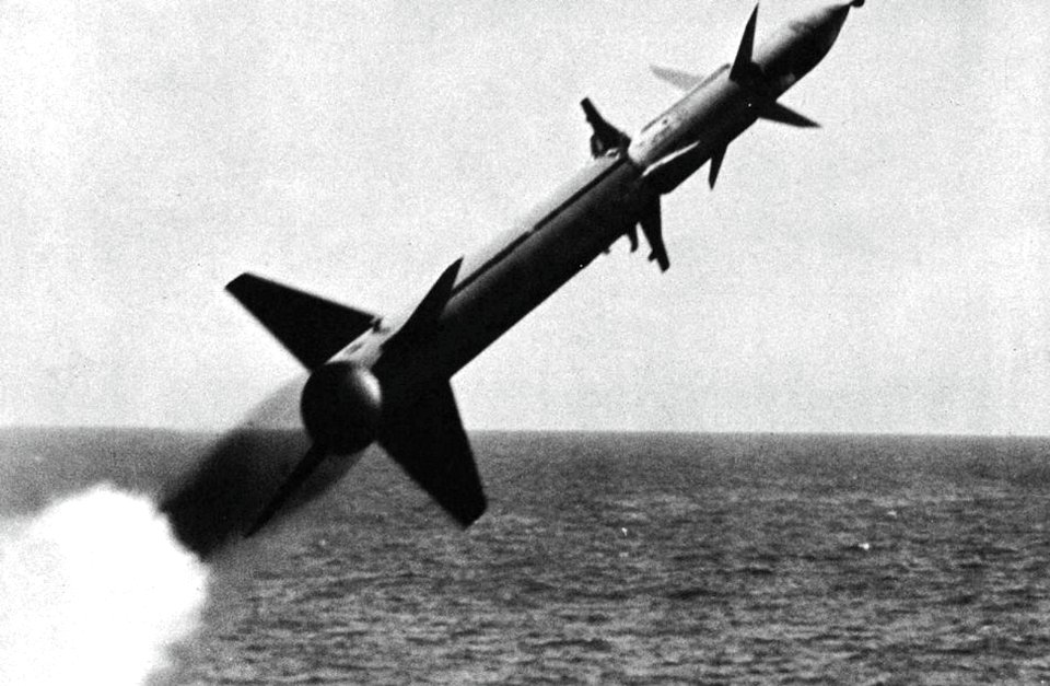 USS Boston (CAG-1) launches a SAM-N-7 Terrier missile, circa in 1960