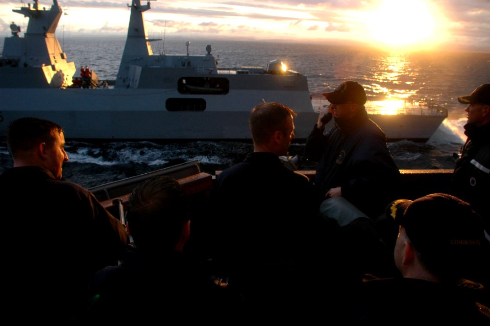 US Navy 090715-N-1655H-083 The guided-missile destroyer USS Arleigh Burke (DDG 51) and the South African Navy corvette SAS Amatola (F 145) are underway together during a scheduled maneuvering drill