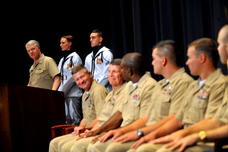 US Navy 090716-N-8273J-032 hief of Naval Operations (CNO) Adm. Gary Roughead delivers remarks during the Sailor of the Year advancement ceremony to Chief Petty Officer at the Navy Memorial in Washington D.C