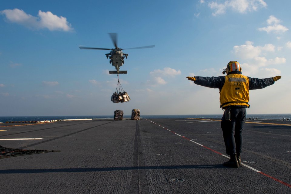 USS Bonhomme Richard replenishment at sea 150119-N-UF697-275