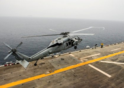 USS Bonhomme Richard conducts flight operations. (9067634181)