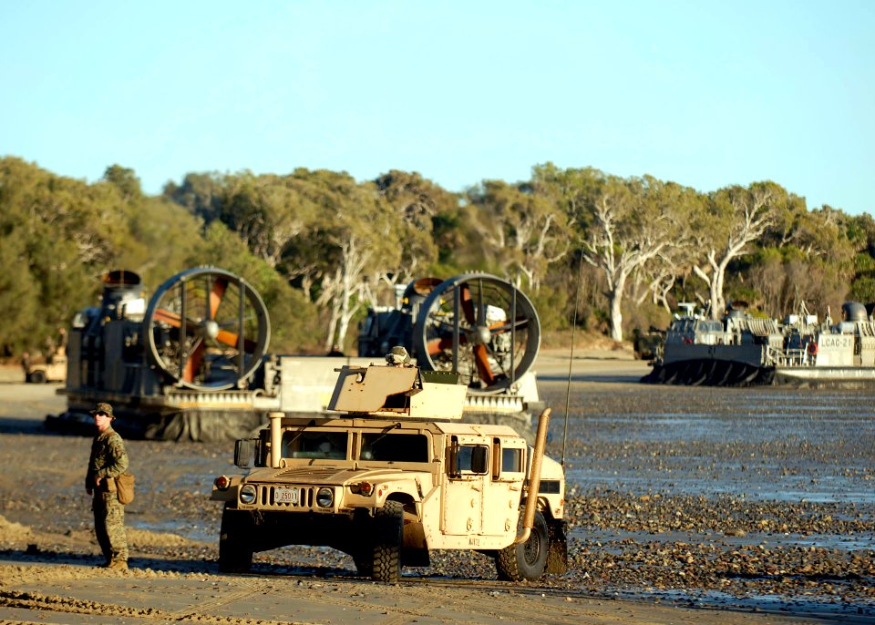 US Navy 090715-N-9520G-030 Marines assigned to the 31st Marine Expeditionary Unit (31st MEU) deployed to the amphibious assault ship USS Essex (LHD 2) prepare to patrol in light armored vehicles