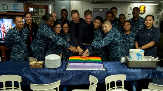USS Bonhomme Richard Lesbian, Gay, Bisexual and Transgender (LGBT) Pride Month celebration 170628-N-RU971-081