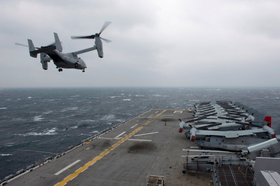 USS Bonhomme Richard conducts flight operations. (13567411834)