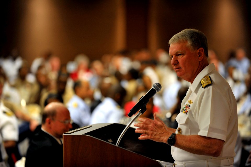 US Navy 090721-N-8273J-121 Chief of Naval Operations (CNO) Adm. Gary Roughead delivers remarks during the National Naval Officer's Association Navy Day luncheon
