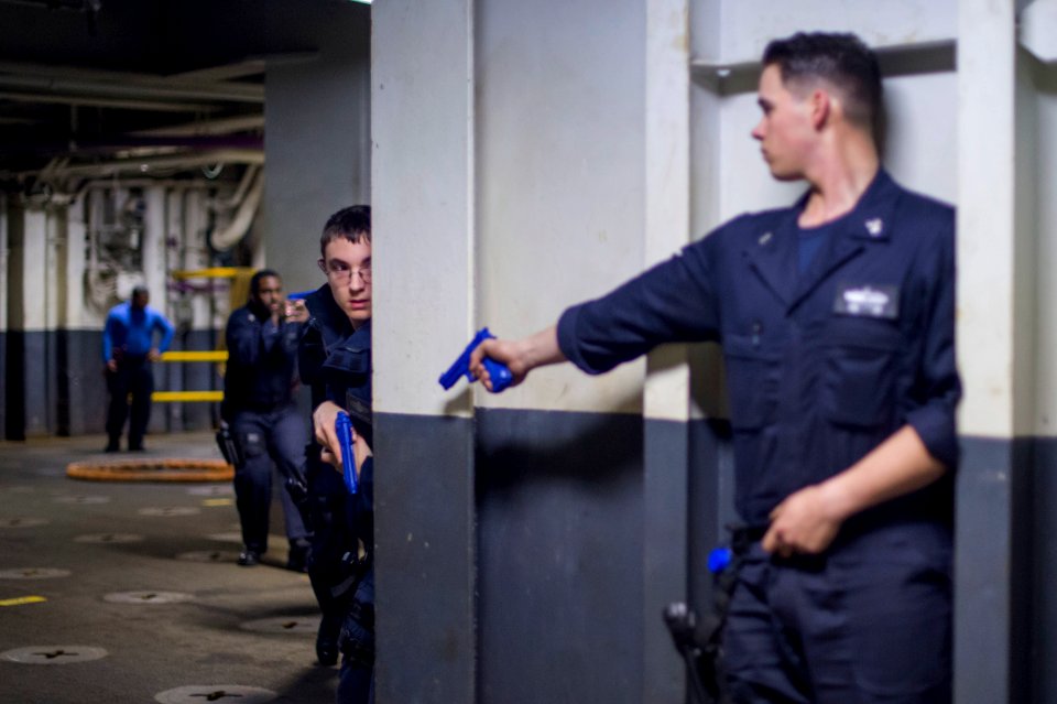 USS Bonhomme Richard (LHD 6) SSDF Training and Active Shooter Drill 170208-N-TH560-210