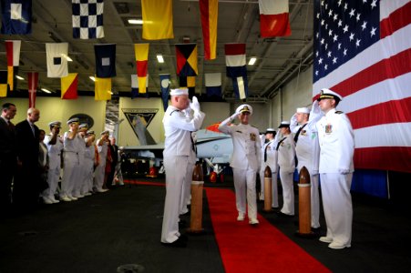 US Navy 090724-N-1810F-036 dm. Jonathan W. Greenert is piped aboard the aircraft carrier USS Harry S. Truman (CVN 75)