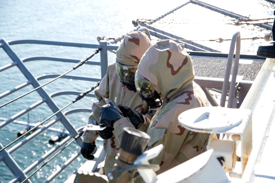 USS Bonhomme Richard (LHD 6) chemical, biological, radiological drill 161206-N-XK809-059