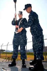 USS Bonhomme Richard (LHD 6) Sailors conduct a Drill Meet Rehearsal 170216-N-XT039-096