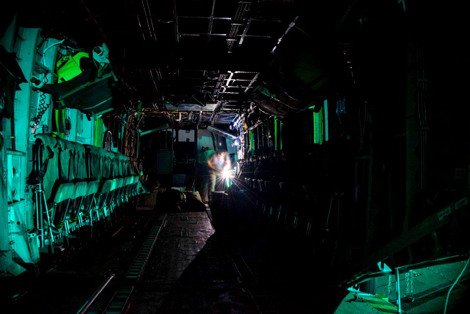 USS Bonhomme Richard (LHD 6) CH-53E Night Maintenance 160921-N-XK809-036