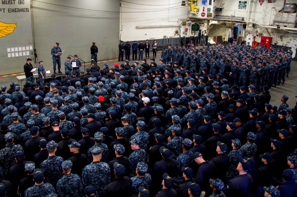 USS Bonhomme Richard (LHD 6) Frocking Ceremony 161202-N-AY934-081