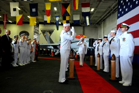 US Navy 090724-N-1810F-041 Chief of Naval Operations, Adm. Gary Roughead, is piped aboard USS Harry S. Truman (CVN 75)