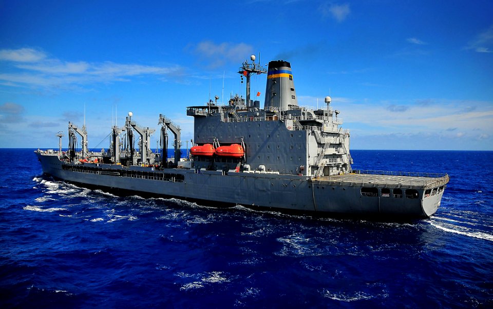 US Navy 090724-N-4774B-079 The Military Sealift Command fleet replenishment oiler USNS Henry J. Kaiser (T-AO 187) performs maneuvers in preparation for an underway replenishment with the guided-missile cruiser USS Lake Champlai