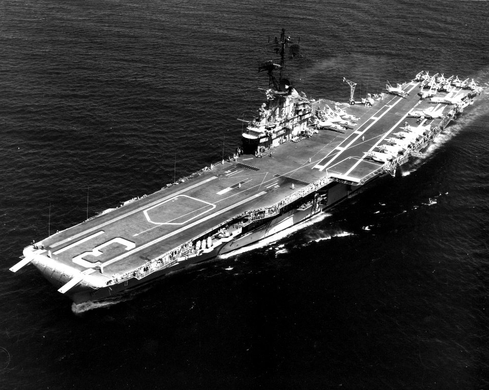 USS Bon Homme Richard (CVA-31) underway at sea c1965