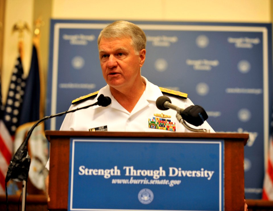 US Navy 090727-N-8273J-066 Chief of Naval Operations (CNO) Adm. Gary Roughead, delivers remarks during a ceremony honoring the service of Vice Adm. Gravely, the first African American officer in the Navy