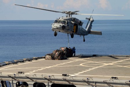 USS Blue Ridge vertical replenishment 130814-N-KL617-276