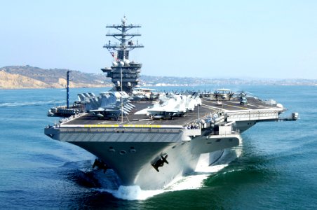 US Navy 090731-N-3038W-003 The aircraft carrier USS Nimitz (CVN 68) and embarked Carrier Air Wing (CVW) 11 depart San Diego for a scheduled deployment to the western Pacific Ocean