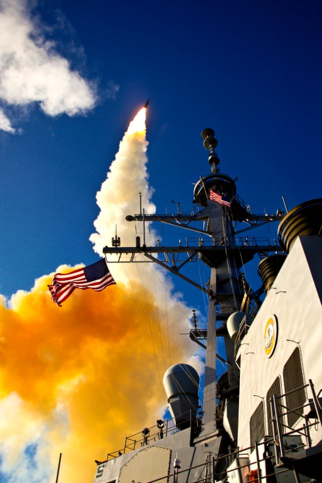 US Navy 090730-N-XXXXX-003 The Aegis-class destroyer USS Hopper (DDG 70) launches a standard missile (SM) 3 Blk IA during exercise Stellar Avenger