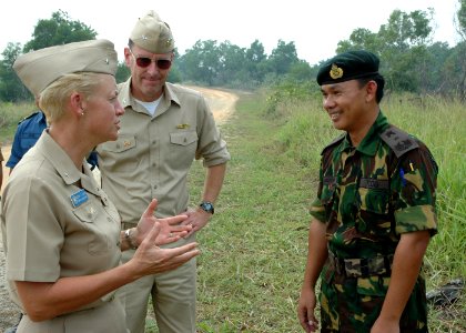 US Navy 090806-N-8539M-214 Rear Adm. Nora Tyson and Capt. Bill Kearns with Brig. Gen. Haji Aminuddin Ihsan