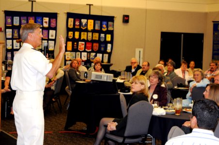 US Navy 090804-N-6220J-001 Rear Adm. Robert L. Thomas Jr., director of Strategy and Policy Division (N51), discusses the Navy's Maritime Strategy with members of the Salinas Rotary Club during Salinas Navy Week photo