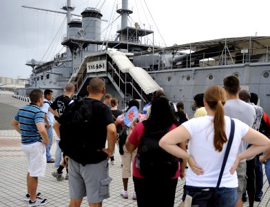 US Navy 090813-N-0413R-048 Newly arrived Sailors to the U.S. 7th Fleet tour Mikasa Memorial during a visit to the historic city of Kamakura, Japan during orientation