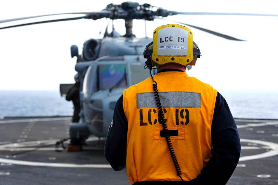 USS Blue Ridge flight deck operations 140302-N-NN332-036