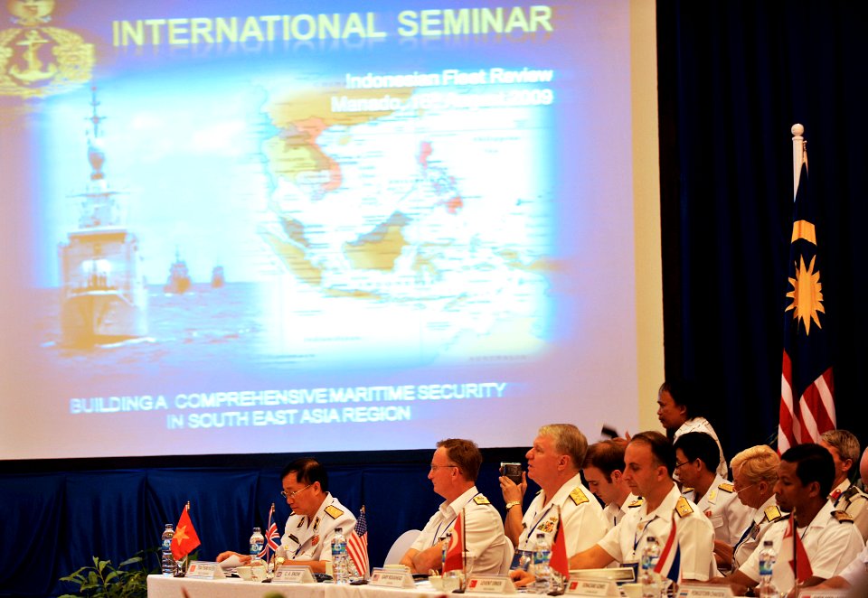 US Navy 090818-N-8273J-070 Chief of Naval Operations (CNO) Adm. Gary Roughead, middle, attends the International Maritime Seminar in Manado, Indonesia