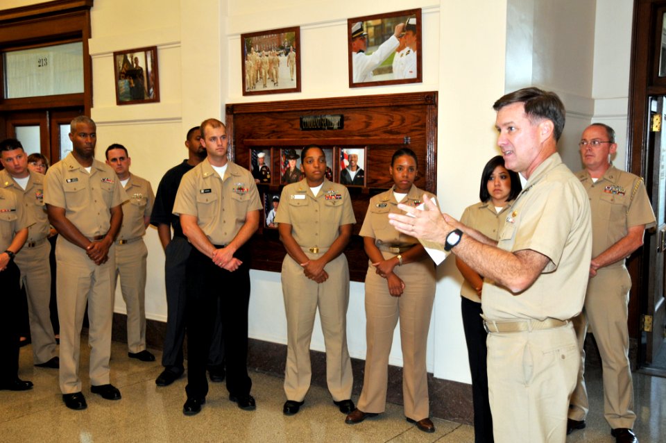 US Navy 090821-N-8848T-246 Vice Adm. Mark Ferguson, chief of naval personnel, speaks to staff members of Naval Service Training Command
