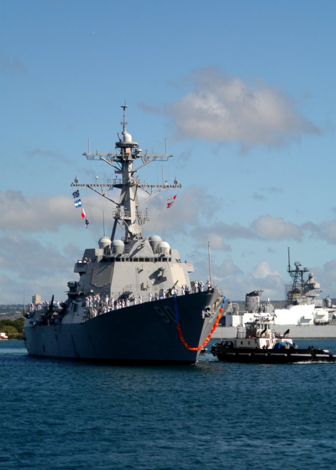 US Navy 090824-N-0641S-107 The guided-missile destroyer USS Chafee (DDG 90) returns to homeport at Naval Station Pearl Harbor after a seven-month deployment as part of the Mid-Pacific Surface Combatant Operational Employment pr