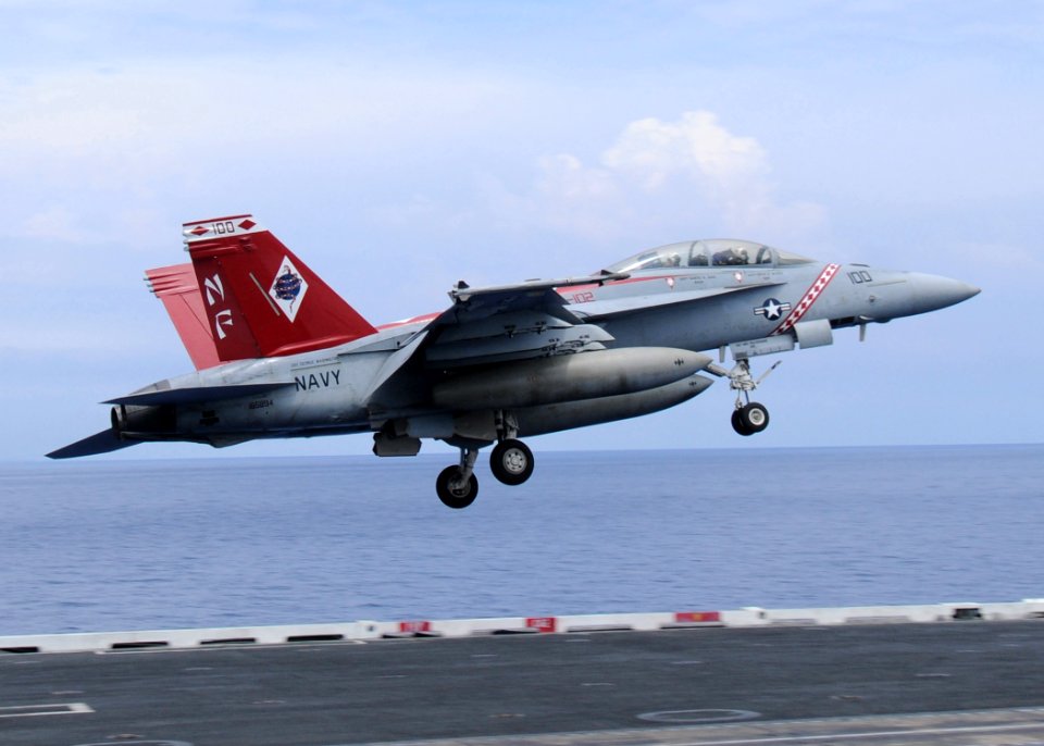 US Navy 090824-N-1062H-032 An F-A-18F Super Hornet assigned to the Diamondbacks of Strike Fighter Squadron (VFA) 102 launches from the aircraft carrier USS George Washington (CVN 73)