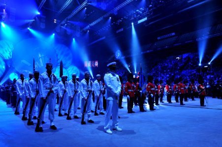 US Navy 090827-N-0773H-258 The U.S. Navy Ceremonial Guard stands at parade rest during the closing ceremony of the 10th annual Quebec International Festival of Military Bands