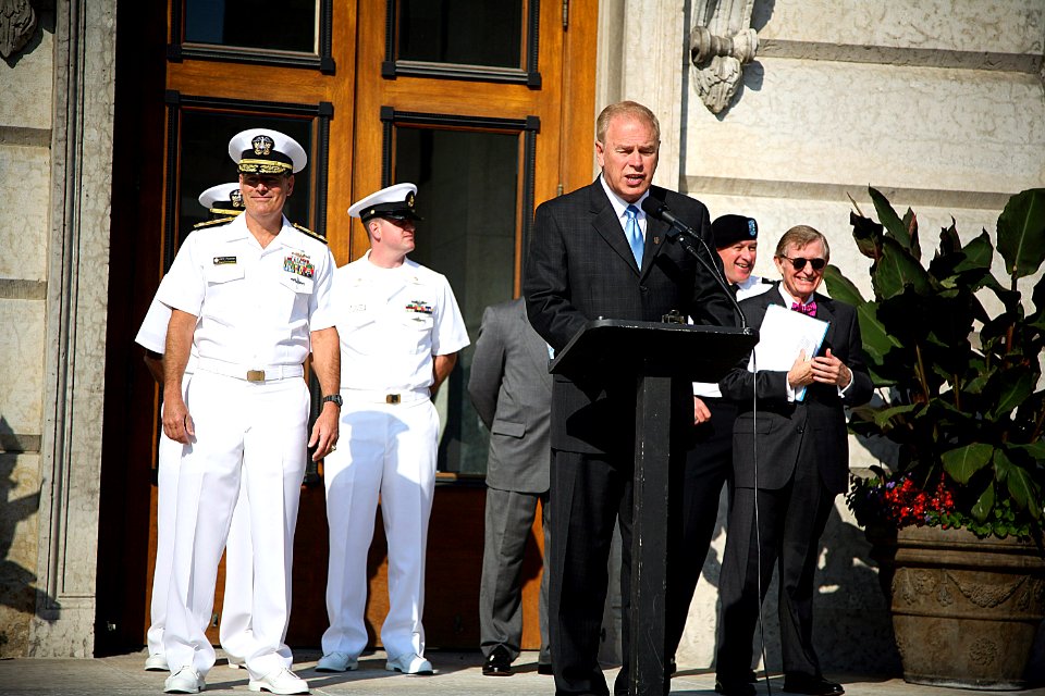 US Navy 090905-N-3271W-047 Ohio Governor Ted Strickland speaks during a proclamation ceremony for Central Ohio Navy Week