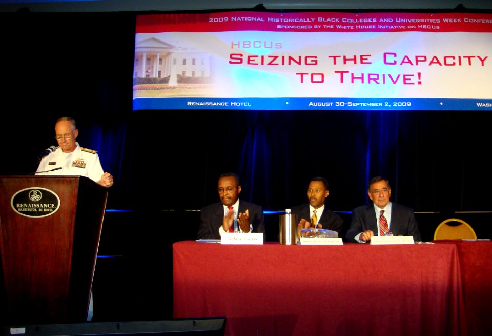 US Navy 090903-N-0000J-013 Rear Adm. Nevin P. Carr Jr., Chief of Naval Research, addresses attendees at the 2009 National Historically Black Colleges and Universities Week Conference
