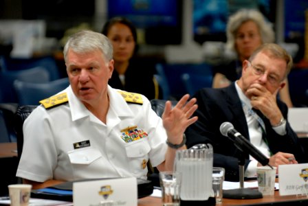 US Navy 090910-N-7676W-050 Chief of Naval Operations (CNO) Adm. Gary Roughead speaks to board members during the 52nd Semi-Annual Naval Postgraduate School Board of Advisors Meeting